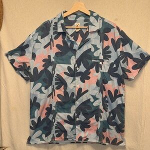 Dandy Del Mar floral print short sleeve lounge shirt size LARGE
